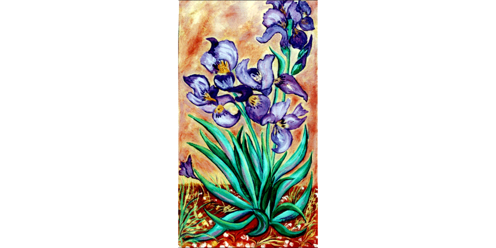 Irises, Oil on canvas. 25” x 14”